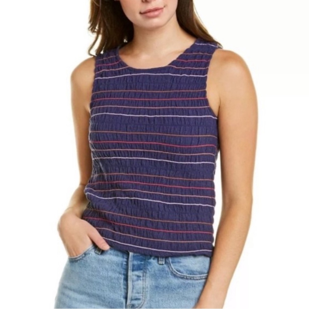 Madewell Thread and Texture Striped Navy Top